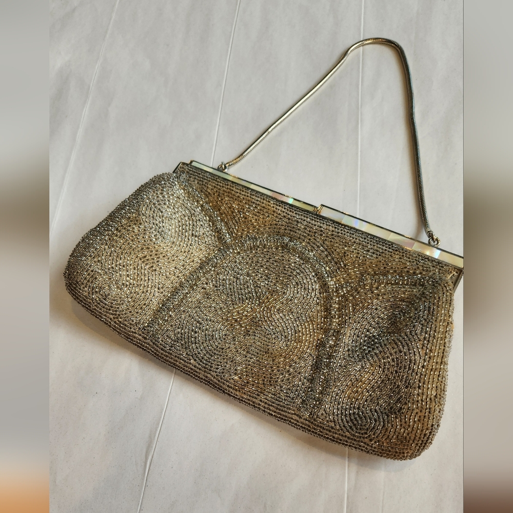 Vintage Dayne Taylor Silver Beaded Purse